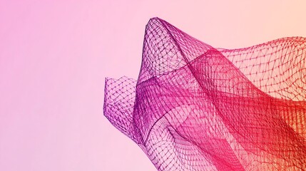 Geometric Wireframe Model on Gradient Background with Monochrome Palette - Ideal for Minimalist Ad Space Design