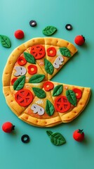 Canvas Print - Wallpaper of felt pizza food confectionery mozzarella.