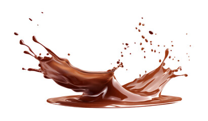 Chocolate splash isolated on transparent background, Generative AI.