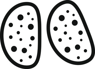 Poster - Black line vector illustration of two potatoes with spots for cooking and farm logo