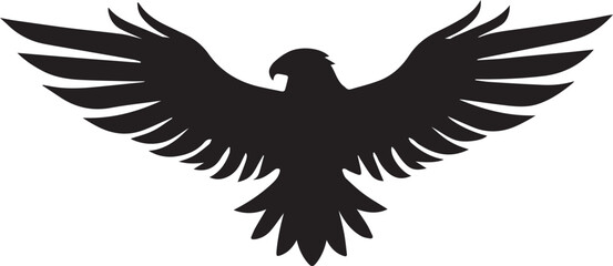 black Eagle or falcon logo in modern and simple vector on white background .eps