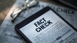 © TensorSpark - Tablet displaying 'fact check' on a newspaper, emphasizing the importance of verifying information to combat fake news.