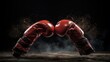 © sorin - Boxing gloves clash  ideal for fight night poster with space for text, capturing pre match intensity