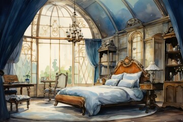 Wall Mural - Bed room architecture furniture bedroom chair.