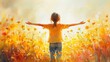 © ST22Studio - Luminous Happiness - Vibrant Watercolor Illustration of Joyful Spirit in Yellow and Orange Tones
