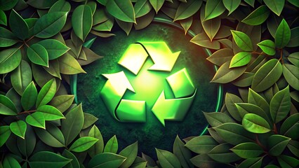 recycle symbol on green background