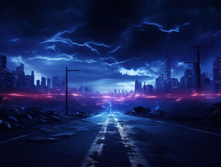 Wall Mural - Superb Empty street in dark atmosphere