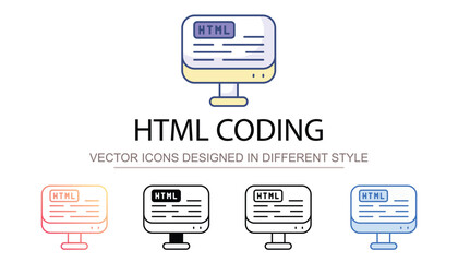 Html Coding icon design with white background stock illustration