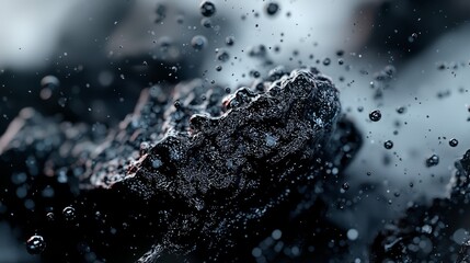 Sticker -  A tight shot of water droplets on a black-and-white photograph's surface