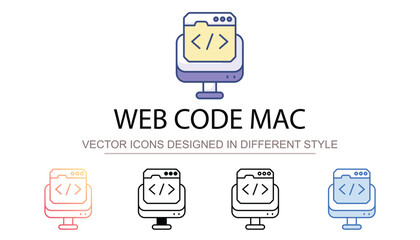 Web Code Mac icon design with white background stock illustration
