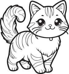 Wall Mural - A cat line art coloring book illustration for kids