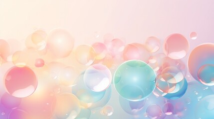 Poster - A colorful illustration featuring various sizes of translucent bubbles floating against a soft pastel background