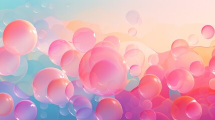 Poster - A colorful illustration featuring various sizes of translucent bubbles floating against a soft pastel background