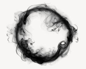 Canvas Print - Smoke ring circle black black background.