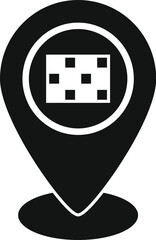 Poster - black location pin icon showing qr code for tracking goods, parcels and products