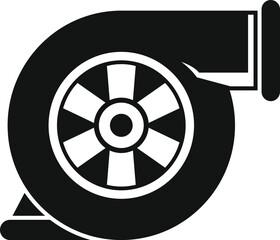 Poster - black and white illustration of a turbocharger increasing pressure in a combustion engine