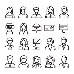 Fototapete - business people icons set , hand drawing graphics icon elements for business and web isolated vector on white background