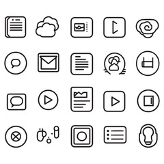Fototapete - set of icons for web , hand drawn graphics icon set in a flat design isolated vector on white background