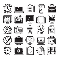 Fototapete - set of vector icons , simple hand drawn graphics icon for web design isolated on white background 