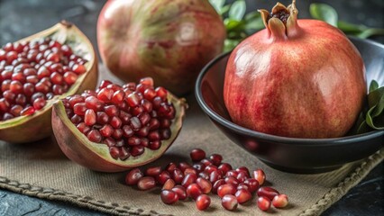 Wall Mural - pomegranate on wooden table