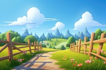 Poster - Landscape panoramic outdoors cartoon.