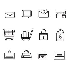 Fototapete - set of vector icons, hand drawn graphics icon for web design and business isolated on white background 