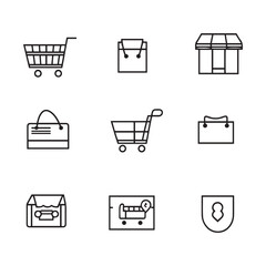 Fototapete - shopping cart icon set, hand drawn graphics element collection for web isolated vector