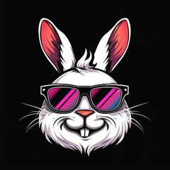 Wall Mural - Vibrant illustration of a stylish rabbit wearing sunglasses