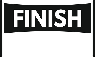 Black and white finish line banner for a race marking the end of the competition