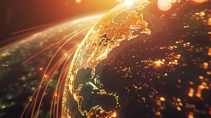 Poster - Vibrant Global Connections: A Stunning Visualization of the World Interlinked by Digital Networks