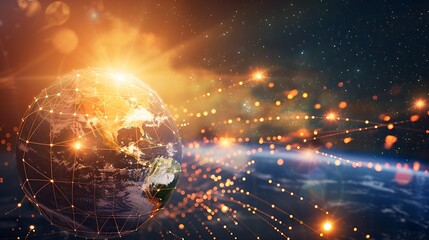 Poster - Vibrant Global Connections: A Stunning Visualization of the World Interlinked by Digital Networks