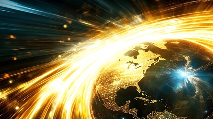 Poster - Vibrant Global Connections: A Stunning Visualization of the World Interlinked by Digital Networks