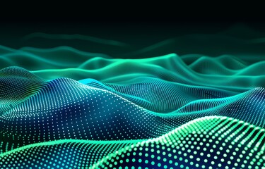 Futuristic Abstract Digital Background with Green Gradient and Dots.