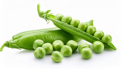 Wall Mural - Isolated Green Pea Bean: Fresh Vegetable on White