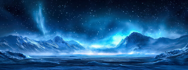 Wall Mural - A beautiful blue sky with mountains in the background and a large body of water