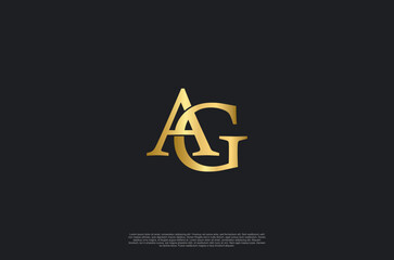 Fototapete - initial letters luxury AG monogram,creative golden logo