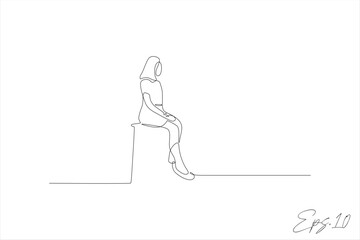 Wall Mural - continuous line vector illustration design of woman sitting relaxing