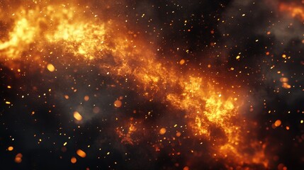 Wall Mural - a fiery abstract background with glowing embers and a smoky atmosphere.