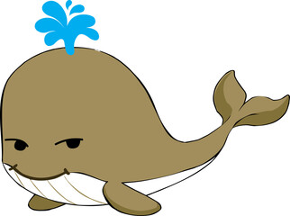 Sticker - cute whale cartoon, sea animal