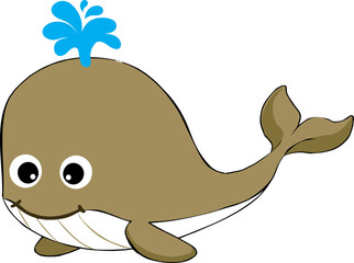 Sticker - cute whale cartoon, sea animal