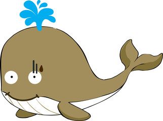 Sticker - cute whale cartoon, sea animal