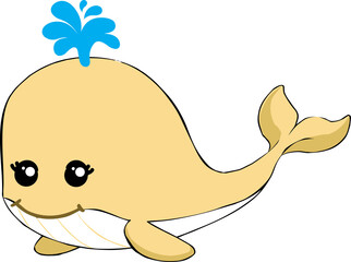 Sticker - cute whale cartoon, sea animal