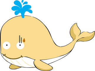 Sticker - cute whale cartoon, sea animal