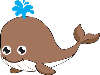 Sticker - cute whale cartoon, sea animal