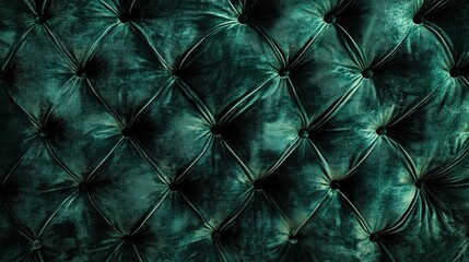 Emerald Velvet Upholstery: A close-up shot of luxurious emerald green velvet upholstery with intricate button tufting. 