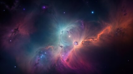 Wall Mural - nebula mystery swirling blues, reds, and glowing stars