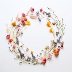 Canvas Print - Real pressed wildflowers wreath plant celebration.