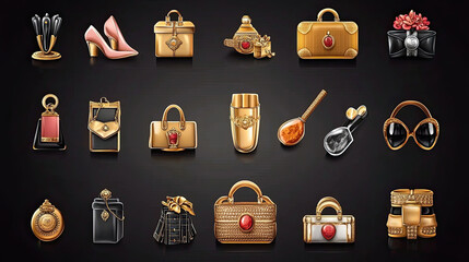 Wall Mural - icons set for shopping	