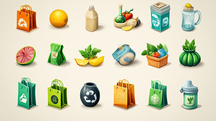 Wall Mural - icons set for shopping	