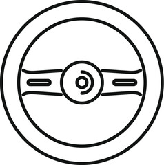 Poster - Simple line art illustration of a car steering wheel, representing the concept of driving